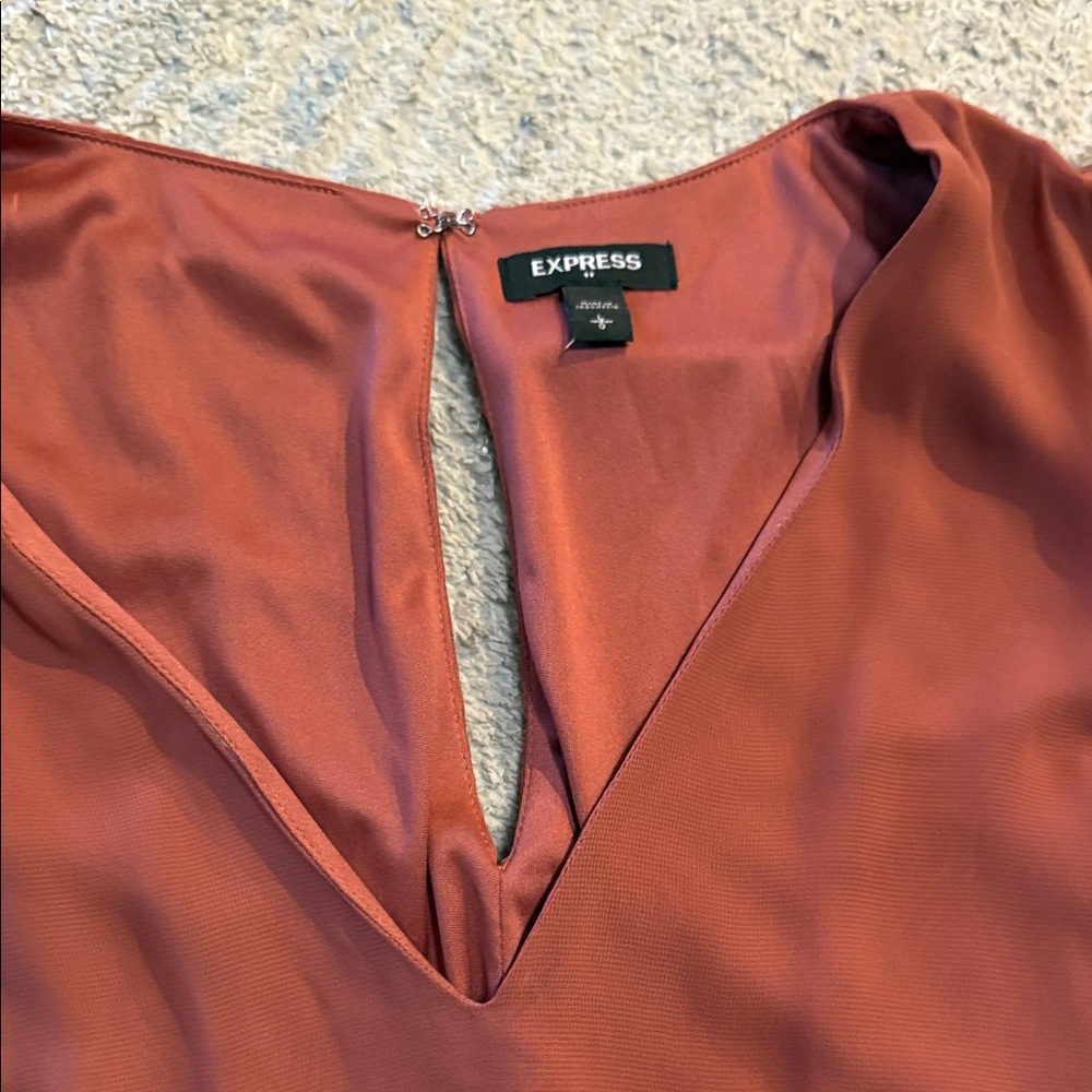 Express Terracotta Ruffle Mini Dress - Picture 2 of 7